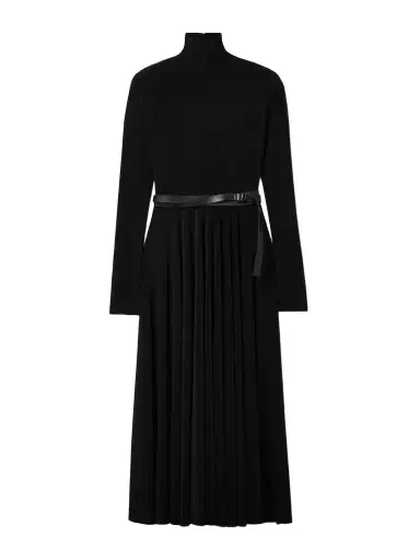 Norma Kamali Belted Stretch-jersey Turtleneck Midi Dress | Thumbnail 1