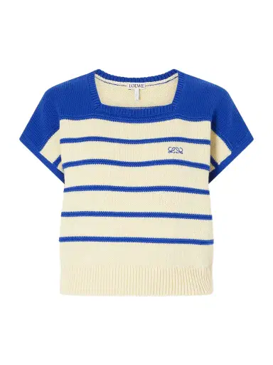 Loewe Anagram-embroidered Striped Cotton And Wool-blend Sweater | Thumbnail 1 Loewe Anagram-embroidered Striped Cotton And Wool-blend Sweater | Thumbnail 1