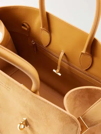 Ferragamo Hug Small Embellished Leather-trimmed Suede Tote | Thumbnail 6 Ferragamo Hug Small Embellished Leather-trimmed Suede Tote | Thumbnail 6