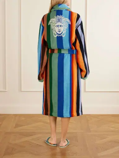 Versace Medusa Belted Striped Cotton-terry Robe | Thumbnail 3 Versace Medusa Belted Striped Cotton-terry Robe | Thumbnail 3