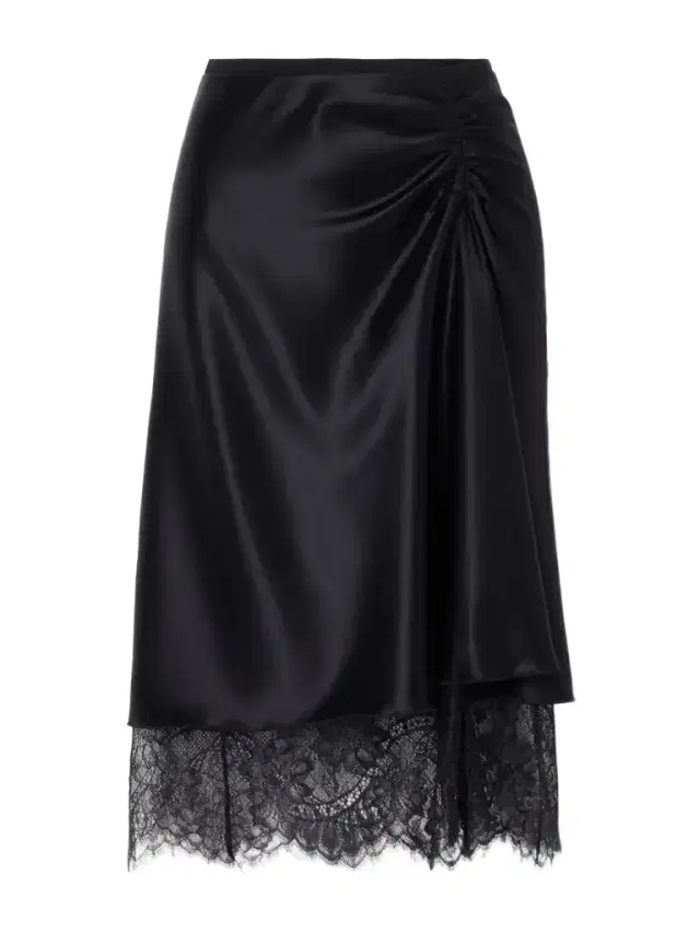 SIR. Ingrid Lace-trimmed Ruched Satin Midi Skirt