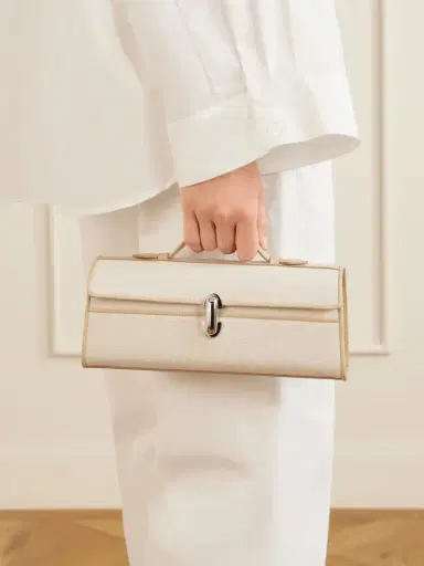 Savette Slim Symmetry Canvas Leather-trimmed Clutch | Thumbnail 2 Savette Slim Symmetry Canvas Leather-trimmed Clutch | Thumbnail 2