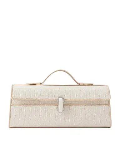 Savette Slim Symmetry Canvas Leather-trimmed Clutch | Thumbnail 1 Savette Slim Symmetry Canvas Leather-trimmed Clutch | Thumbnail 1