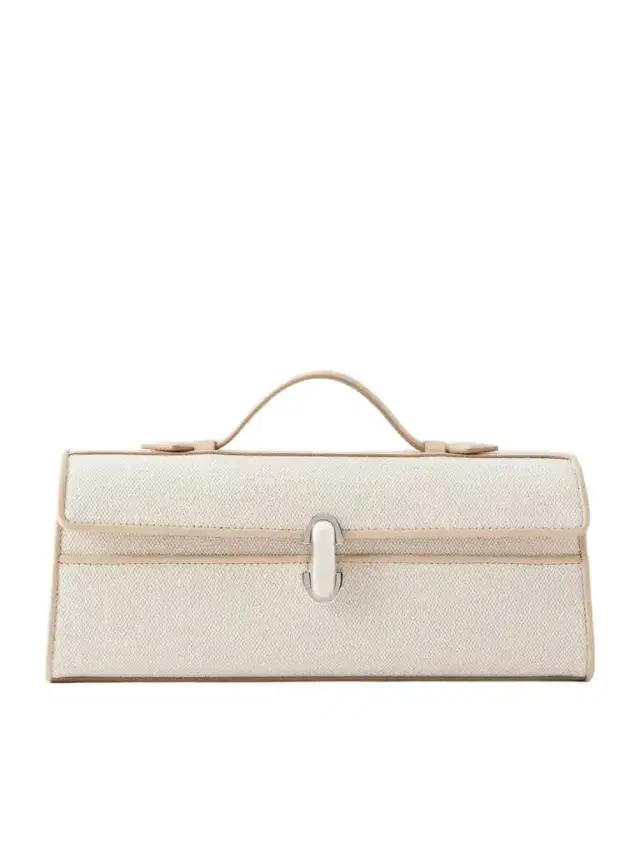 Savette Slim Symmetry Canvas Leather-trimmed Clutch