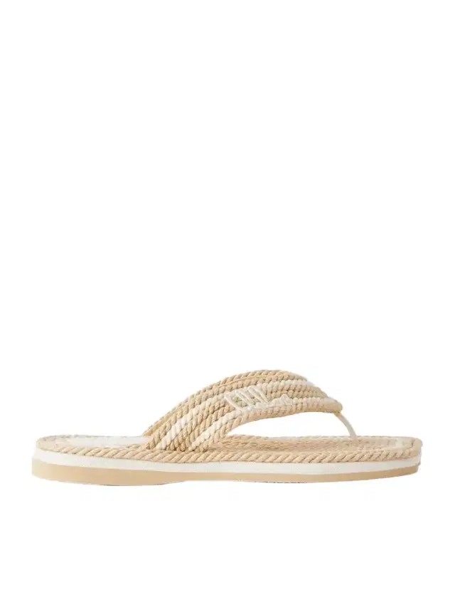 Chloé Embroidered Striped Flat Sandals