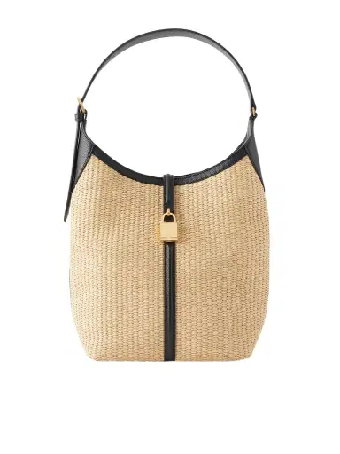 DeMellier The Siena Leather-trimmed Raffia Shoulder Bag | Thumbnail 1 DeMellier The Siena Leather-trimmed Raffia Shoulder Bag | Thumbnail 1