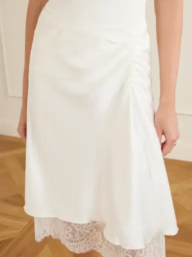 SIR. Ingrid Layered Gathered Lace-trimmed Satin Midi Skirt | Thumbnail 5 SIR. Ingrid Layered Gathered Lace-trimmed Satin Midi Skirt | Thumbnail 5
