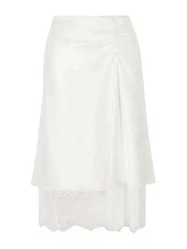 SIR. Ingrid Layered Gathered Lace-trimmed Satin Midi Skirt | Thumbnail 1 SIR. Ingrid Layered Gathered Lace-trimmed Satin Midi Skirt | Thumbnail 1