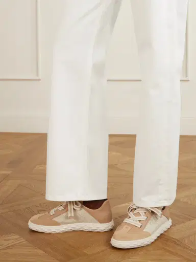 Jimmy Choo Diamond Light Flex Leather And Raffia Lace-up Sneakers | Thumbnail 2 Jimmy Choo Diamond Light Flex Leather And Raffia Lace-up Sneakers | Thumbnail 2