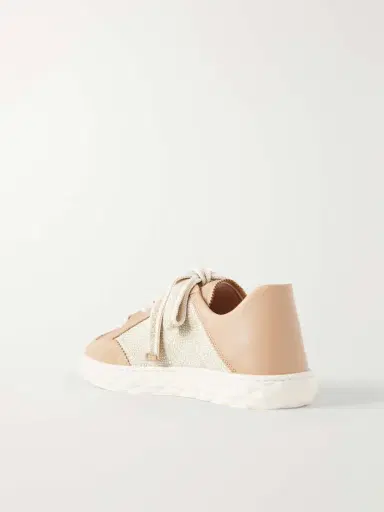 Jimmy Choo Diamond Light Flex Leather And Raffia Lace-up Sneakers | Thumbnail 3 Jimmy Choo Diamond Light Flex Leather And Raffia Lace-up Sneakers | Thumbnail 3