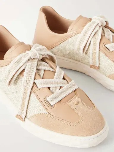 Jimmy Choo Diamond Light Flex Leather And Raffia Lace-up Sneakers | Thumbnail 5 Jimmy Choo Diamond Light Flex Leather And Raffia Lace-up Sneakers | Thumbnail 5
