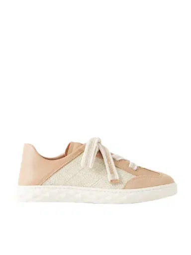 Jimmy Choo Diamond Light Flex Leather And Raffia Lace-up Sneakers | Thumbnail 1 Jimmy Choo Diamond Light Flex Leather And Raffia Lace-up Sneakers | Thumbnail 1