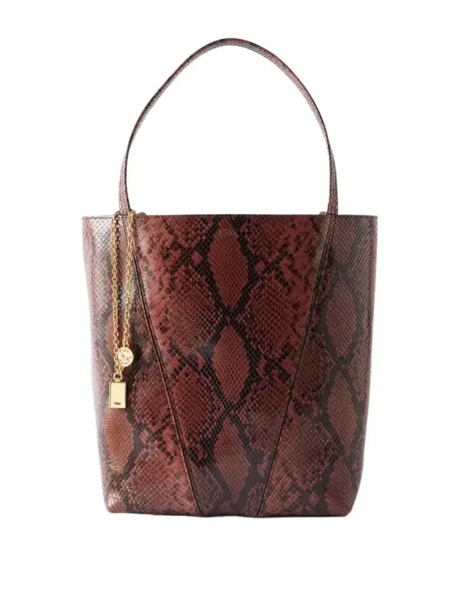 Chloé Spin Embellished Snake-effect Leather Tote