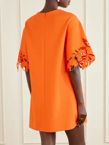 Oscar de la Renta Embroidered Cut-out Wool-blend Mini Dress | Thumbnail 3