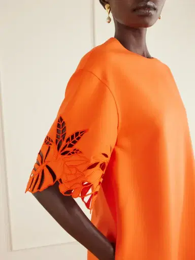 Oscar de la Renta Embroidered Cut-out Wool-blend Mini Dress | Thumbnail 4