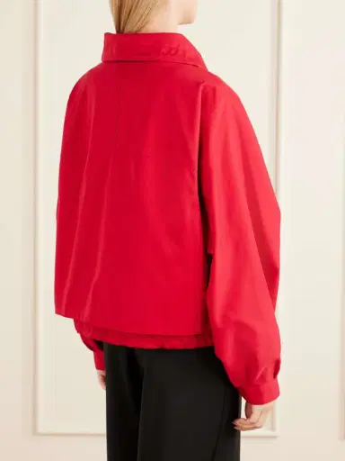 Loewe Leather-trimmed Anagram-embroidered Cropped Cotton And Silk-blend Gabardine Jacket | Thumbnail 4