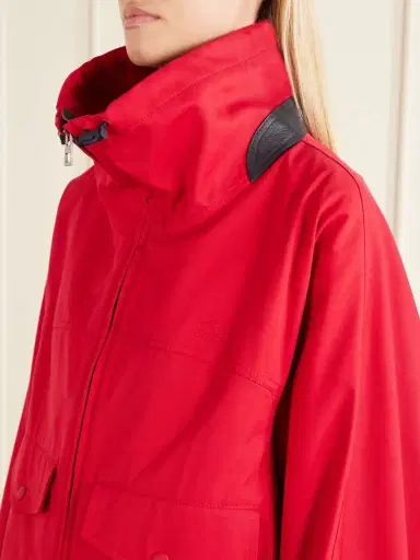 Loewe Leather-trimmed Anagram-embroidered Cropped Cotton And Silk-blend Gabardine Jacket | Thumbnail 5