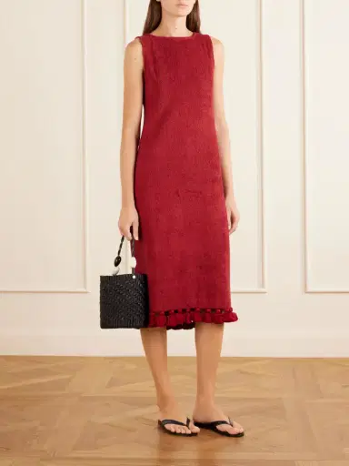 Cap d’Antibes Aurelia Tasseled Cotton-terry Midi Dress | Thumbnail 2 Cap d’Antibes Aurelia Tasseled Cotton-terry Midi Dress | Thumbnail 2
