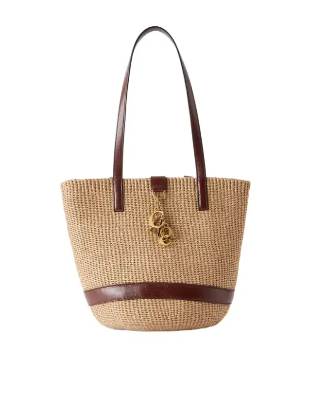 Chloé Leather-trimmed Raffia Tote Bag