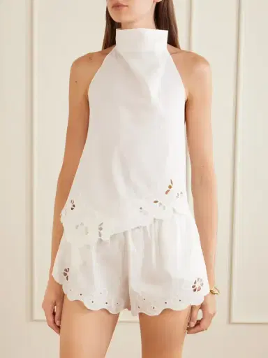 SIR. Klara Broderie Anglaise Cotton Turtleneck Top | Thumbnail 3 SIR. Klara Broderie Anglaise Cotton Turtleneck Top | Thumbnail 3