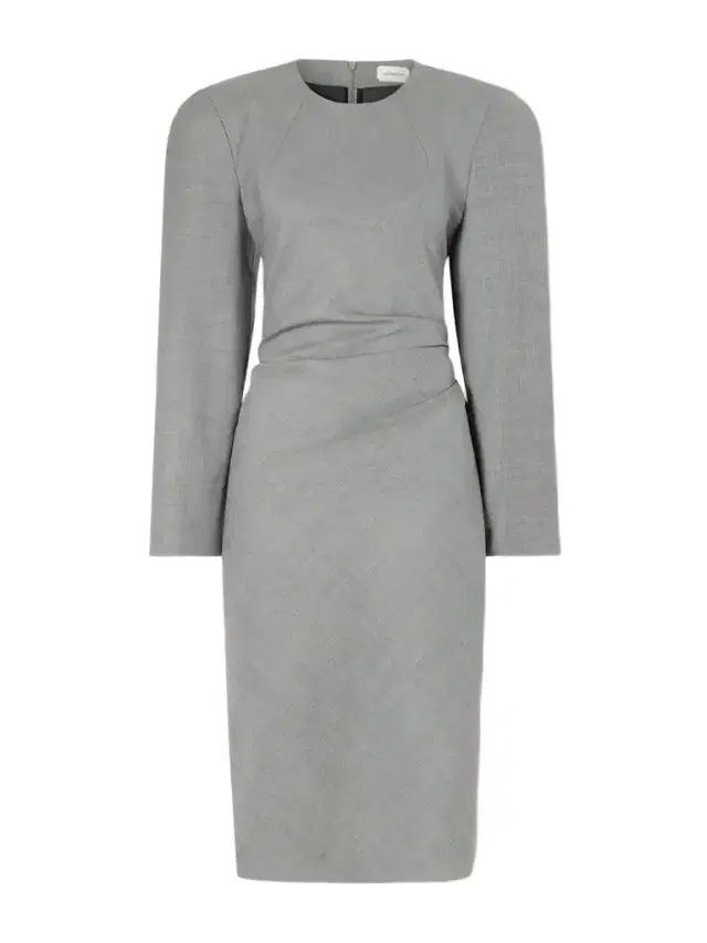 Tie-detailed Gathered Padded Wool-blend Midi Dress