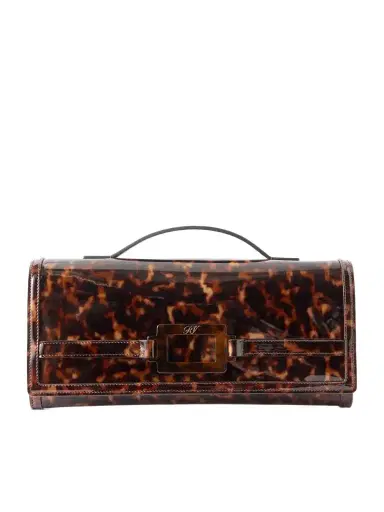Roger Vivier Belle Vivier Tortioseshell Coated-woven Clutch | Thumbnail 1 Roger Vivier Belle Vivier Tortioseshell Coated-woven Clutch | Thumbnail 1