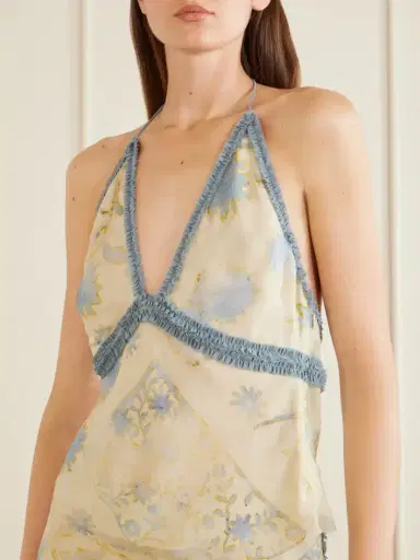 SIR. Cecile Ruffled Printed Chiffon Halter Top | Thumbnail 4