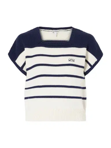 Loewe Anagram-embroidered Striped Cotton And Wool-blend Sweater | Thumbnail 1 Loewe Anagram-embroidered Striped Cotton And Wool-blend Sweater | Thumbnail 1