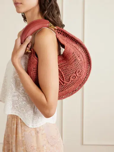 Chloé Summer Banana Leather-trimmed Embroidered Raffia Tote | Thumbnail 2