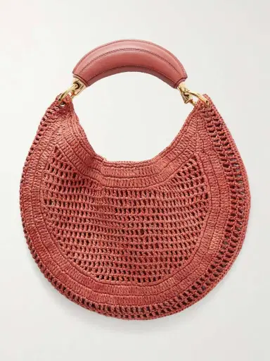 Chloé Summer Banana Leather-trimmed Embroidered Raffia Tote | Thumbnail 4