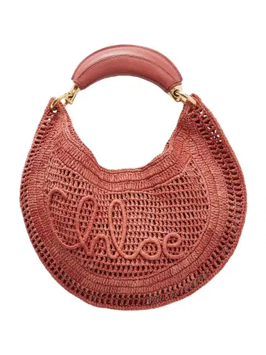 Chloé Summer Banana Leather-trimmed Embroidered Raffia Tote | Thumbnail 1