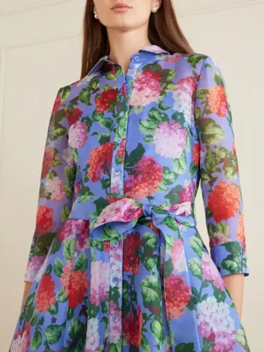 Carolina Herrera Belted Floral-print Silk-organza Midi Dress | Thumbnail 4