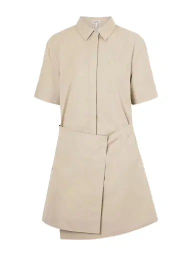 Loewe Asymmetric Cotton And Silk Gabardine-blend Mini Dress | Thumbnail 1 Loewe Asymmetric Cotton And Silk Gabardine-blend Mini Dress | Thumbnail 1