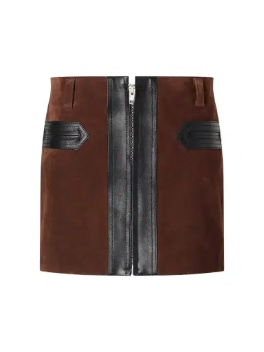 Marni Leather-trimmed Suede Mini Skirt | Thumbnail 1 Marni Leather-trimmed Suede Mini Skirt | Thumbnail 1