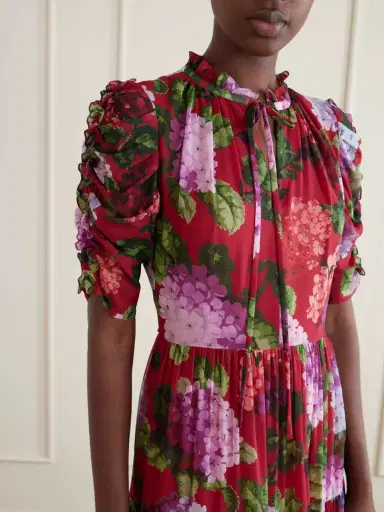 Carolina Herrera Tie-detailed Ruffled Tiered Floral-print Silk-chiffon Midi Dress | Thumbnail 4 Carolina Herrera Tie-detailed Ruffled Tiered Floral-print Silk-chiffon Midi Dress | Thumbnail 4
