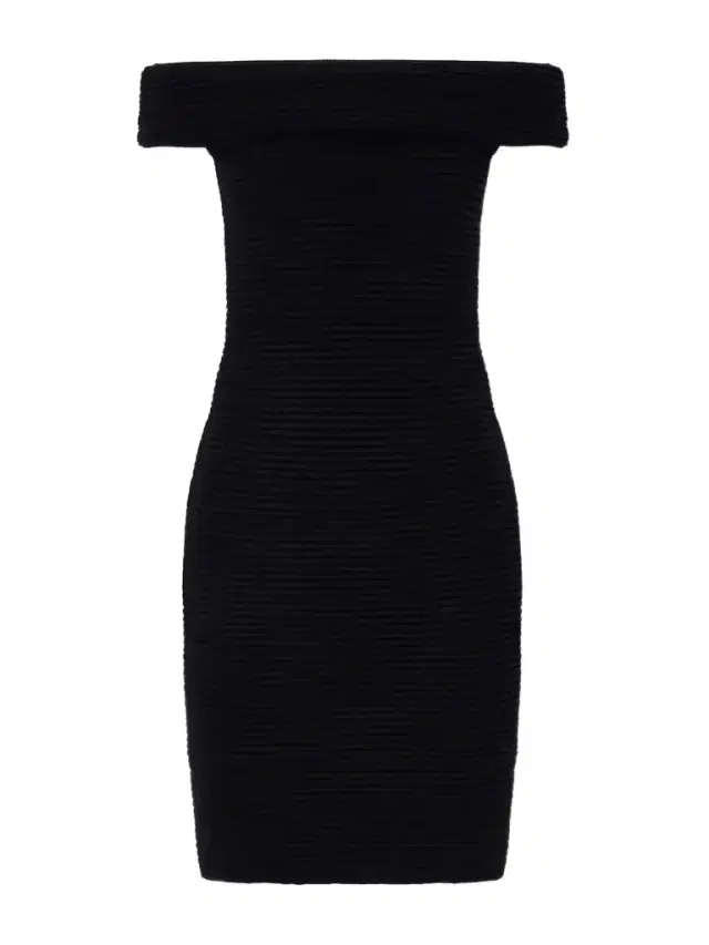 Off-the-shoulder Knitted Midi Dress