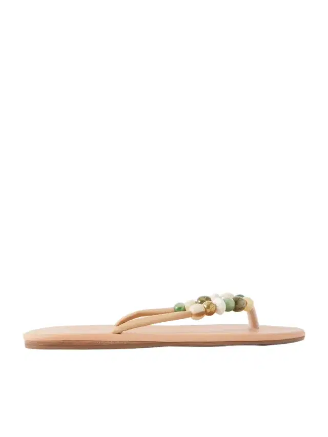 Ancient Greek Sandals Saionara Bead-embellished Leather Flip Flops