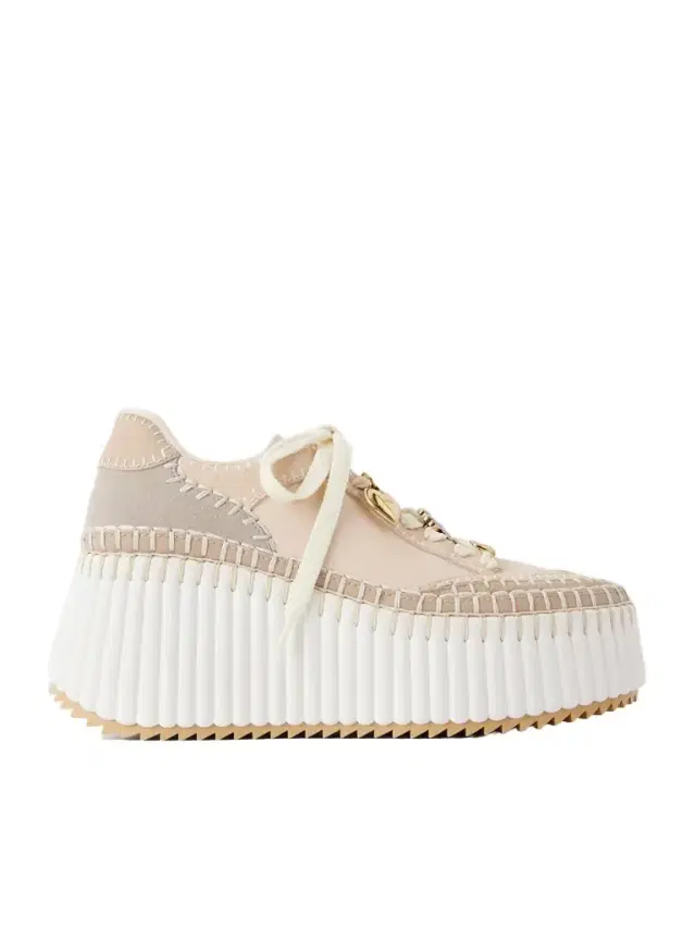 Chloé Nama Patchwork Suede-trimmed Leather Platform Sneakers