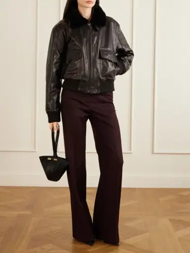 Victoria Beckham Aviator Shearling-trimmed Leather Jacket | Thumbnail 2 Victoria Beckham Aviator Shearling-trimmed Leather Jacket | Thumbnail 2