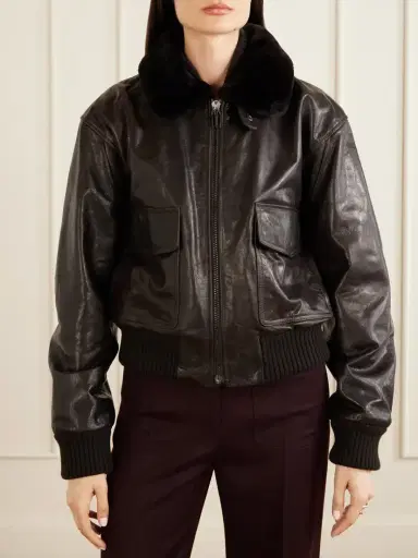 Victoria Beckham Aviator Shearling-trimmed Leather Jacket | Thumbnail 3 Victoria Beckham Aviator Shearling-trimmed Leather Jacket | Thumbnail 3