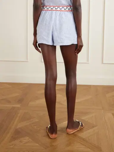 Farm Rio Embroidered Striped Linen Shorts | Thumbnail 4 Farm Rio Embroidered Striped Linen Shorts | Thumbnail 4