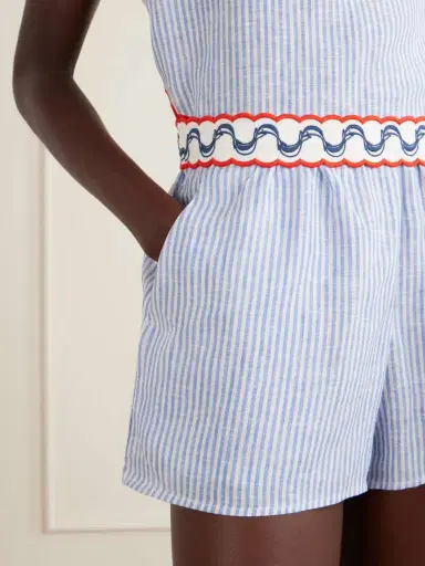 Farm Rio Embroidered Striped Linen Shorts | Thumbnail 5 Farm Rio Embroidered Striped Linen Shorts | Thumbnail 5