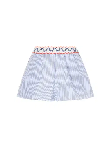 Farm Rio Embroidered Striped Linen Shorts | Thumbnail 1 Farm Rio Embroidered Striped Linen Shorts | Thumbnail 1