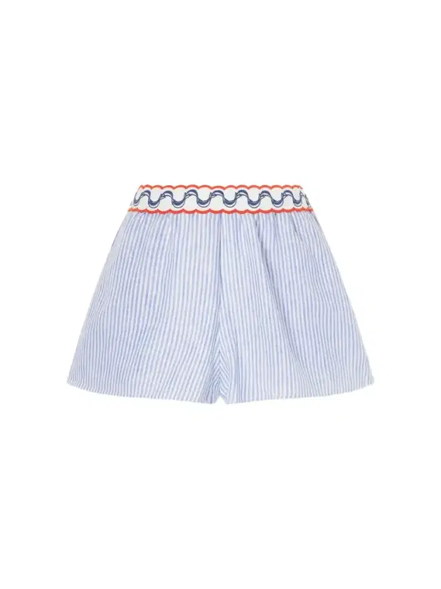 Farm Rio Embroidered Striped Linen Shorts