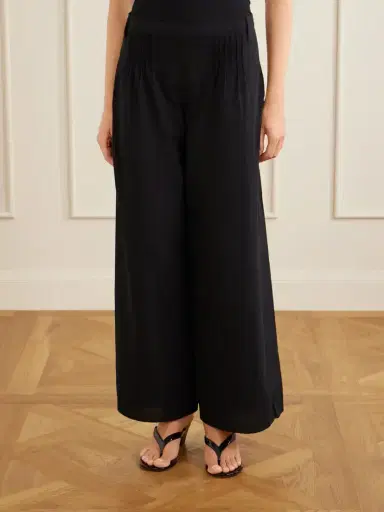 SIR. Beatrice Pintucked Cotton Wide-leg Pants | Thumbnail 3 SIR. Beatrice Pintucked Cotton Wide-leg Pants | Thumbnail 3