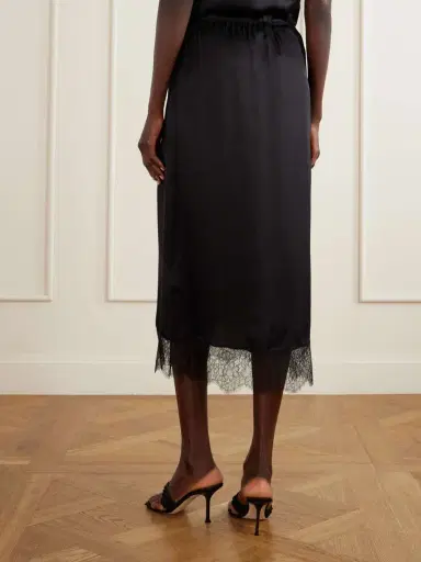 Anine Bing Shelby Lace-trimmed Silk-blend Midi Skirt | Thumbnail 4