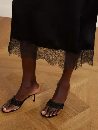 Anine Bing Shelby Lace-trimmed Silk-blend Midi Skirt | Thumbnail 5