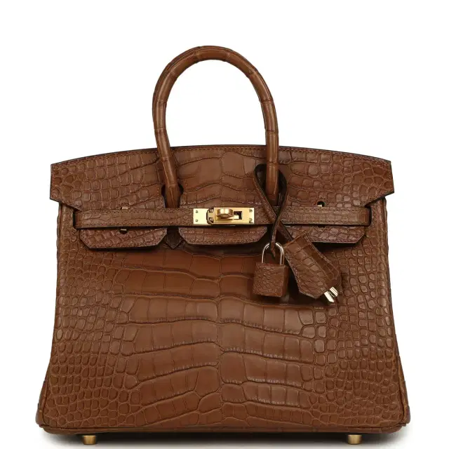 hermes Hermes Birkin 25 Alezan Matte Alligator Gold Hardware