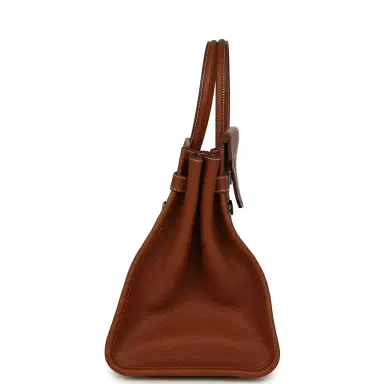 HERMÈS Hermes Birkin 35 A L'Envers Ficelle-Ecru H Dyed Canvas and Fauve Barenia Faubourg Palladium Hardware | Thumbnail 3