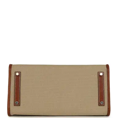 HERMÈS Hermes Birkin 35 A L'Envers Ficelle-Ecru H Dyed Canvas and Fauve Barenia Faubourg Palladium Hardware | Thumbnail 6